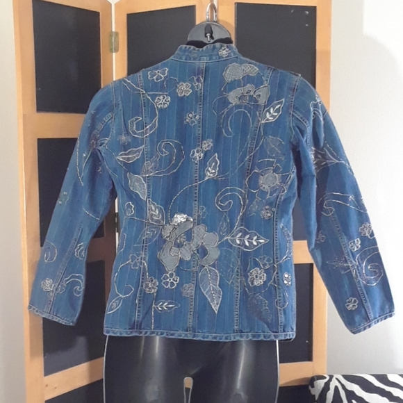 Chicos Sequin/Embroidered Denim Jacket - Picture 4 of 16
